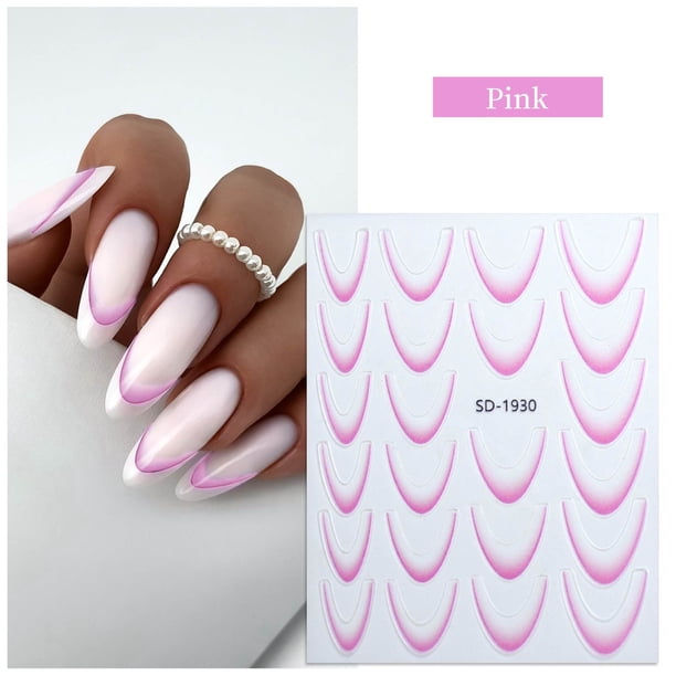 Pegatinas para uñas para decoración de uñas, pegatinas para uñas para mujeres, pegatinas para uñas de color sólido, pegatinas para uñas con degradado francés, pegatinas adhesivas para uñas en la parte