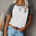 thumbnail image 4 of Jewelreauty Womens Short Sleeve Shirt Round Neck Raglan Sleeve Patchwork T-Shirts Casual Lightweight Cozy Tee (S, White), 4 of 6