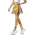 thumbnail image 2 of COEQINE Women Fashion Tennis Skirted Legging with Pockets Yoga Elastic Moisture-Wicking Skort Pants Hippie Daisy Floral Green Print Comfy Activewear Ruffle Pleated Leggings with Skirts, XS, 2 of 7