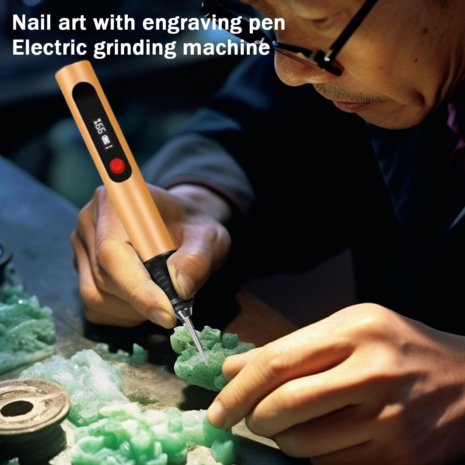 Electric Mini Engraving Pen, HollowCup Motor, 30 Bits with Aluminum Case, OLED, Magnetic Charge, Mini Cordless Rotary Tool, Engraving Pen for Bead, Metal, Wood, Glass and Plastic