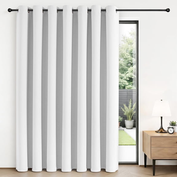 Blackout Patio Sliding Door Curtains, Privacy Room Divider Curtains | Extra Wide Thermal for Bedroom Living Room, Curtain (Pure White, 80Wx84L, 1 Panel)