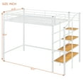thumbnail image 2 of Harper & Bright Designs Twin Size Metal Loft Bed with Upper Grid Storage Shelf, Heavy Duty Metal Bed Frame with Storage Staircase for Bedroom Apartment, White, 2 of 18