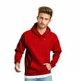 thumbnail image 2 of Men’s Hoodie Classic Red Pullover Sweatshirt Soft Fleece Adjustable Drawstring Hood Kangaroo Pocket Fall Winter Men Clothing,Size S-4XL, 2 of 5