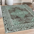 thumbnail image 1 of Damask Decorative Rug, Curlicue Design Traditional Flourishes in Retro Themed Flowers Artwork, Quality Carpet for Bedroom Dorm and Living Room, 6 Sizes, Brown and Pale Teal, by Ambesonne, 1 of 4