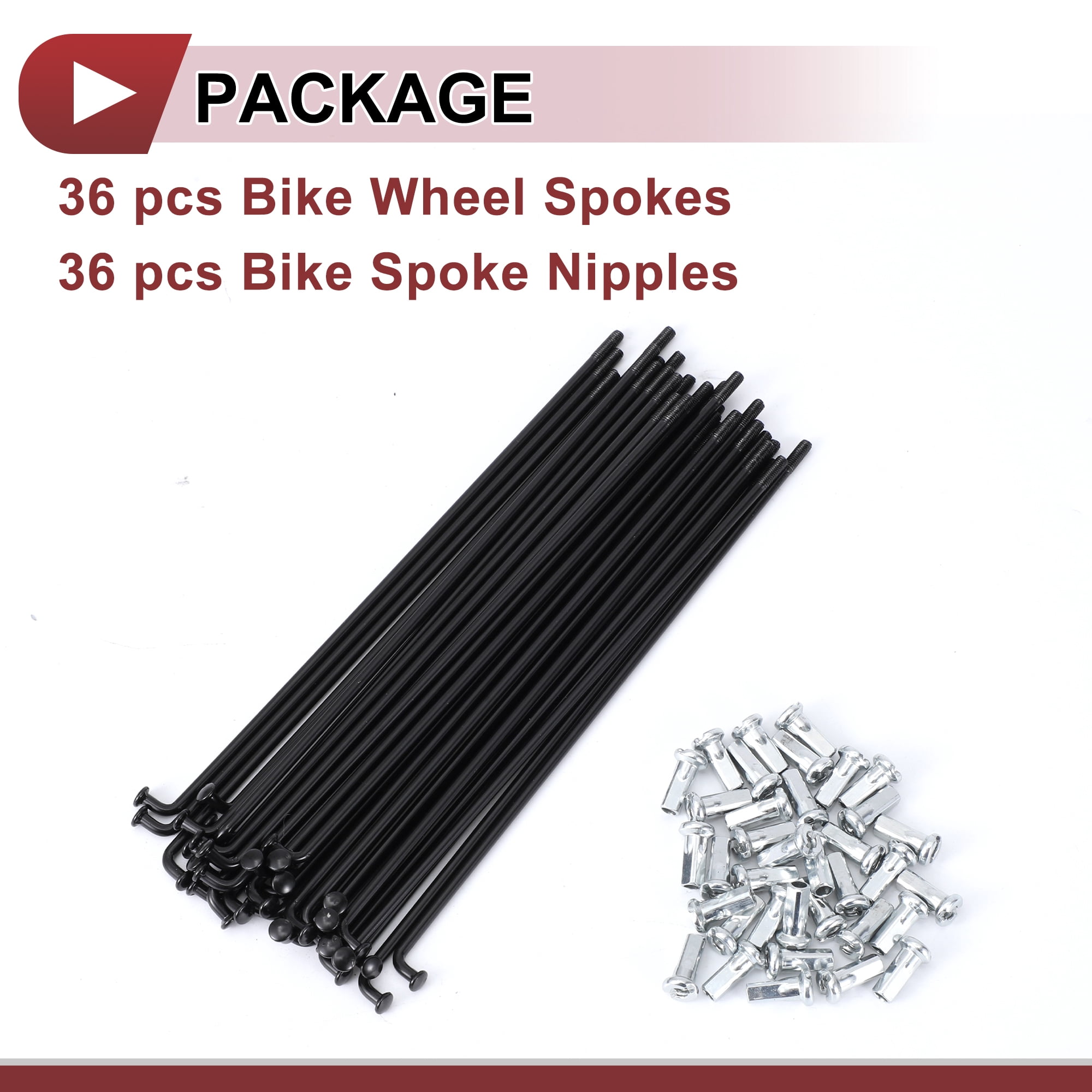Unique Bargains 36 Set 12G Bicycle Spoke 12G Bike Wheel Spokes 45 Steel Black-145mm