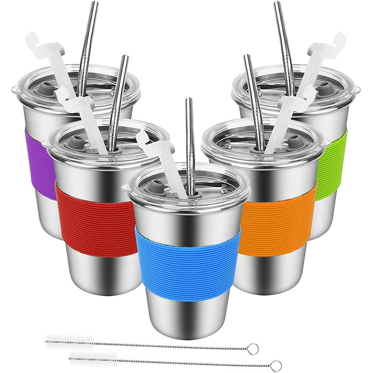 SSAWcasa 12oz Kids Cups, 6Pcs Spill-Proof Toddler Straw Cups with Slicone  Sleeves, Stainless Steel Kids Sippy Cups with Straws and Lids, Unbreakable  Tumblers for Cold & Hot Drinks 