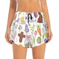 thumbnail image 3 of Uemuo Happy Easter1 Pattern Women's Athletic Shorts High Waisted Running Shorts with Liner Pockets Gym Elastic Workout Shorts-Large, 3 of 9