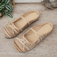 thumbnail image 4 of Miluxas Women’s Ballet Flat Shoes Knit Dress Shoes Round Toe Slip on Ballerina Flats for Woman Low Wedge Comfort Soft Khaki 5.5(36), 4 of 9