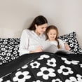 thumbnail image 5 of Homewish White Black Floral 7 Pieces Full Size Bedding Sets,Cute Cartoon Style Full Size Bed in a Bag,Black Reversible, 5 of 8