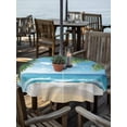 thumbnail image 2 of Outdoor Tablecloth with Umbrella Hole Zipper Coastal Ocean Round Tablecloth 60" Waterproof Outside Table Cloth Sandy Beach Coconut Tree Blue Sky Scenery Patio Table Cover Tablecloths for Picnic Party, 2 of 8