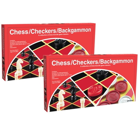 Pressman Chess/Checkers/Backgammon Board Game Pack of 2