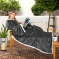 thumbnail image 4 of PAVILIA Sherpa Wearable Blanket with Sleeves and Pocket, Plush Thick Cozy Body Blanket Wrap for Adult Women Men, Christmas Gift for Wife Mom, Dark Grey, 4 of 9