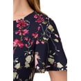 thumbnail image 4 of ADRIANNA PAPELL Womens Navy Zippered Lined Back Slit Hem Floral Flutter Sleeve Round Neck Above The Knee Wear To Work Sheath Dress 6, 4 of 4