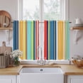 thumbnail image 2 of Colorful Stripes Kitchen Curtains, Modern Abstract Art Vertical Striped Light Filtering Window Curtain Panels, 2Pcs Rod Pocket Window Treatments Set for RV Dining Room Study Room 42x54 Inches, 2 of 9