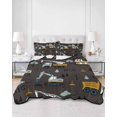 thumbnail image 2 of Full Size Quilt Bedding Set, Cartoon Tractor Reversible Summer Quilt 3 Pieces, Cute Grey Digger Shovel Truck Car Black Lightweight Bedspreads Coverlets with 2 Pillow Shams for All Seasons, 2 of 5