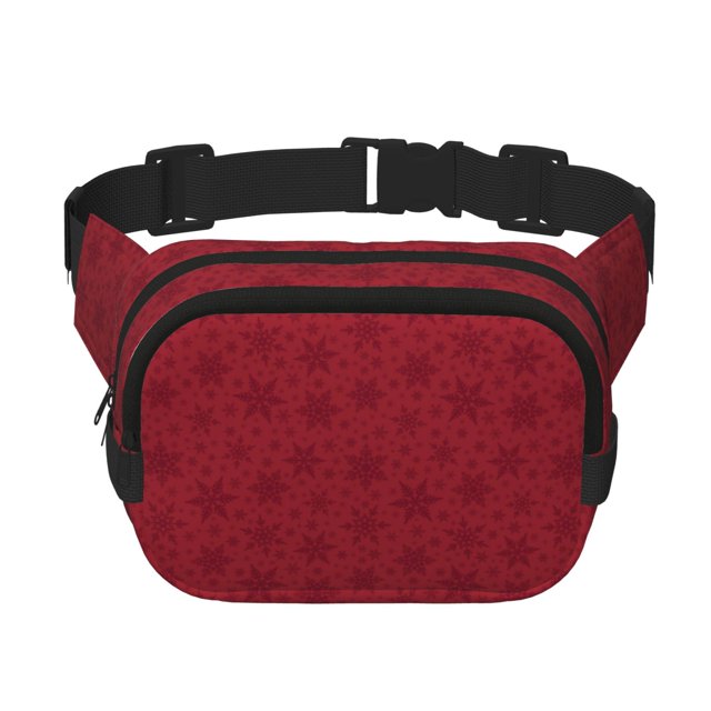 Disketp Christmas Red Snowflakes Riñonera de Doble Capa, Bolsa de Cintura Ajustable para Viajes, Correr y Senderismo, Riñonera Ligera para Hombre y Mujer