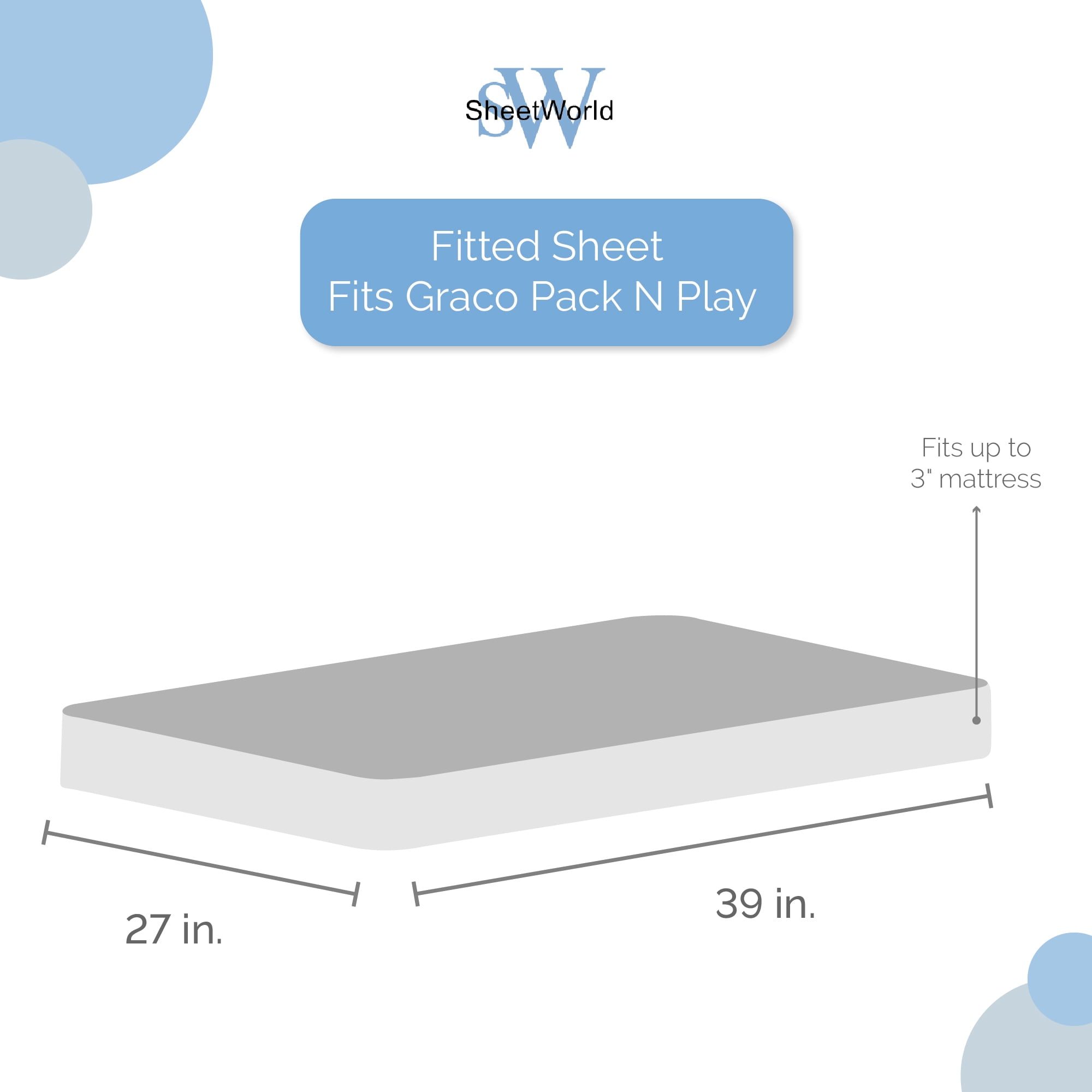SheetWorld Fitted 100% Cotton Percale Pack N Play Sheet Fits Graco 27 x 39, Pindots Gray