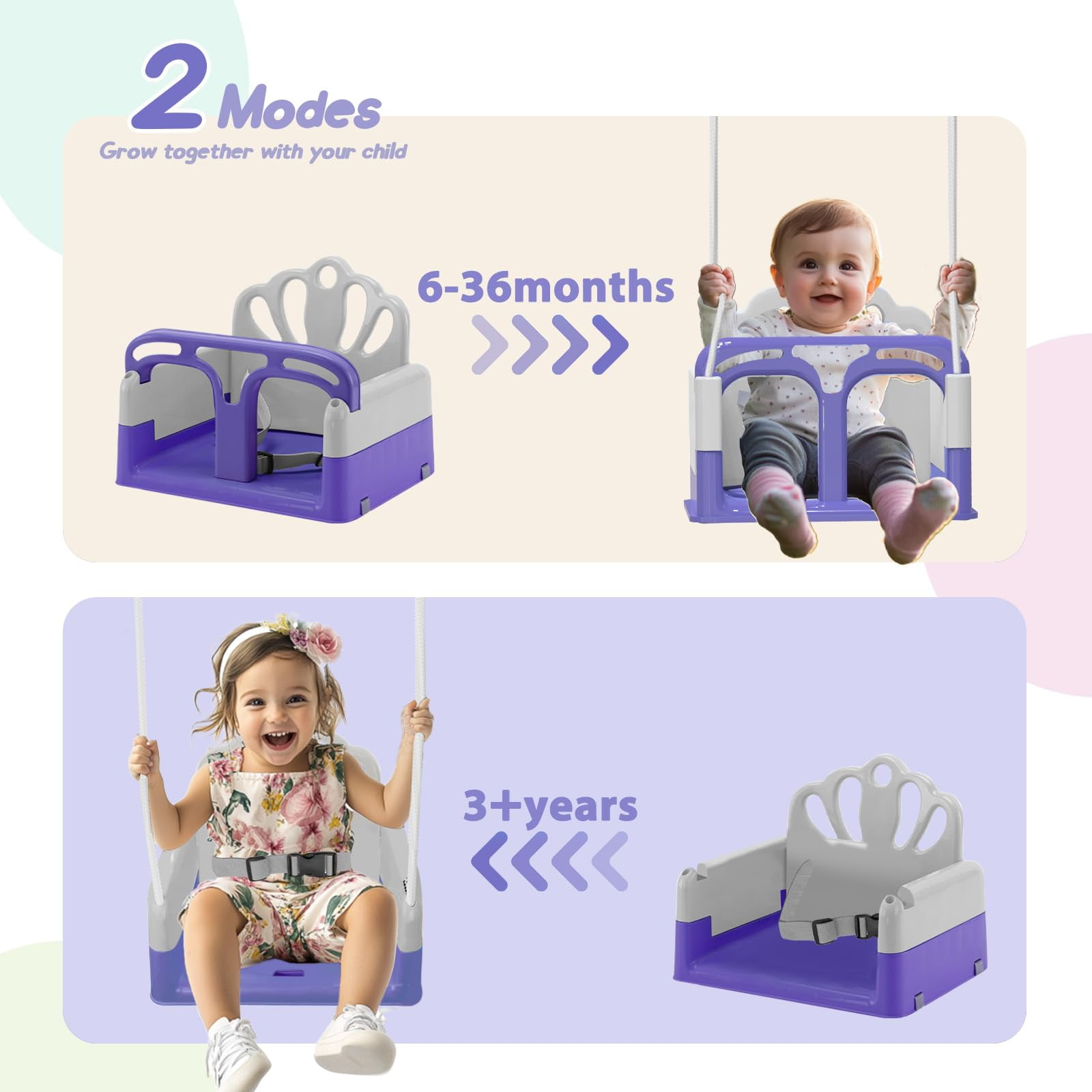 G TALECO GEAR Foldable Swing, Swing Set for Backyard, Portable Swing Outdoor,  Purple