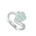 thumbnail image 4 of CHOOSE YOUR COLOR White Simulated Opal Flower Wrap Ring .925 Sterling Silver Band CZ Female Size 5, 4 of 4