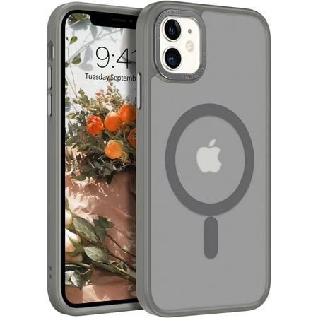 for iPhone 11 Phone Case, Phone Case iPhone 11 Magnetic Case [Compatible with Mag Safe] Translucent Matte Slim Shockproof Anti-Fingerprint Protective Cover for iPhone 11 6.1’’ Grey
