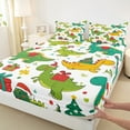 thumbnail image 3 of jejeloiu Cartoon Dinosaur Twin Sheet Sets,Colorful Graffiti Animal Twin Fitted Sheet,Merry Christmas Gifts Flat Sheet For Boys Kids,Super Cozy Room Decor,3 Pieces, 3 of 7