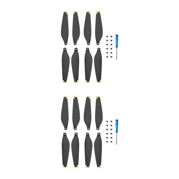 Methold 4 pares de hélices de drones, hélices montadas en tornillos, reemplazo de juguete de avión para Mini 3 Pro Gold Oro 2piezas