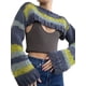 thumbnail image 2 of VISgogo, suéter de punto a la moda para mujer, Tops cortos de manga larga de Color a rayas en contraste, jerséis salvajes informales de primavera VISgogo  moda, 2 of 9
