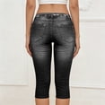 thumbnail image 7 of VBVC Women's Denim-Look Capri Leggings,High Waisted Stretchy Faux Jeans Capris For Women,Ladies Floral Embellished Casual Yoga Pants,Black,S-2XL, 7 of 7
