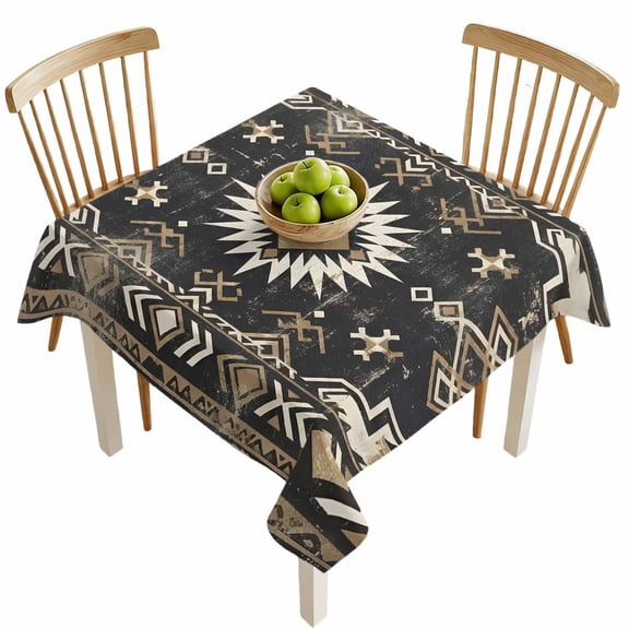 Square Tablecloths, Vintage Southwestern Tribal Pattern Waterproof Table Cloths, Aztec Geometric Art Spillproof Decorative Dining Table Covers for Kitchen,Indoor Outdoor Parties, Camping 60x60in