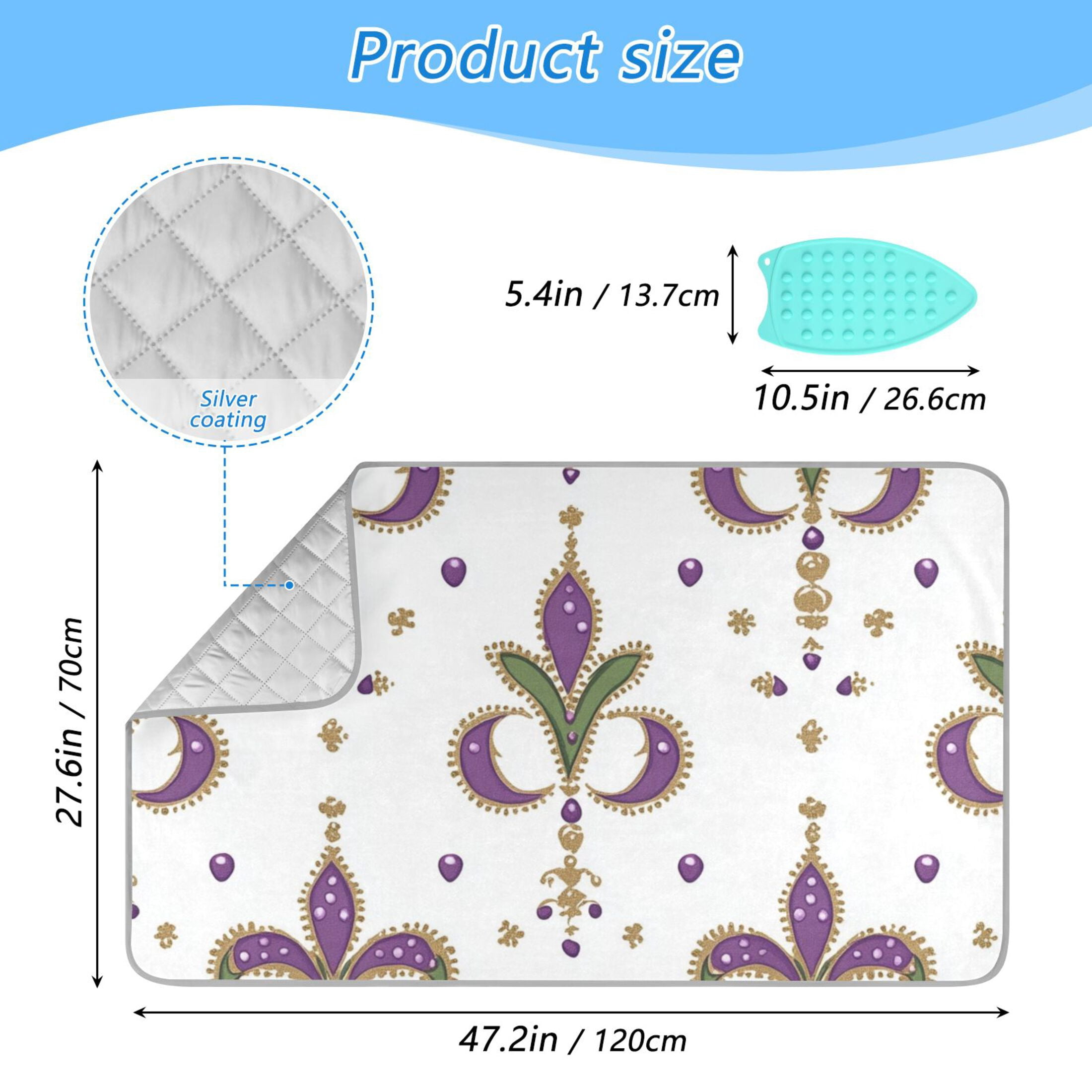 Gorgeous Mardi-gras Floral Patterns Ironing Mat Blanket Portable Travel Ironing Pad Heat Resistant Pad 47.2" x 27.6”