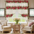 thumbnail image 5 of Swag Curtains Valances for Windows, Red Christmas Poinsettia Short Kitchen Window Curtains Over Sink, Beige Cafe Curtains Panel Set Of 2,Rod Pocket, 36 Inches Length, 5 of 9