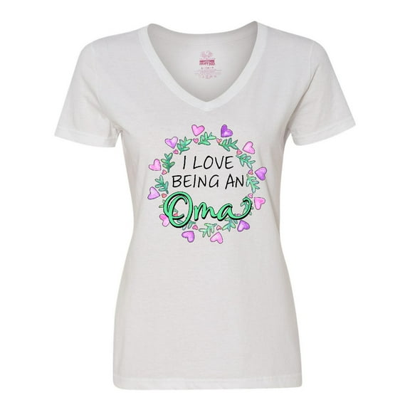 Inktastic I Love Being an Oma- Circle of Hearts Women's V-Neck T-Shirt