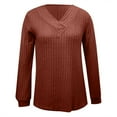 thumbnail image 4 of Tunic Tops for Women Loose Fit Dressy Women's Solid Color Sweatshirt Women's European And Autumn Casual Pullover V Neck Striped Loose Long Sleeved T Shirt Top Sweater, 4 of 8