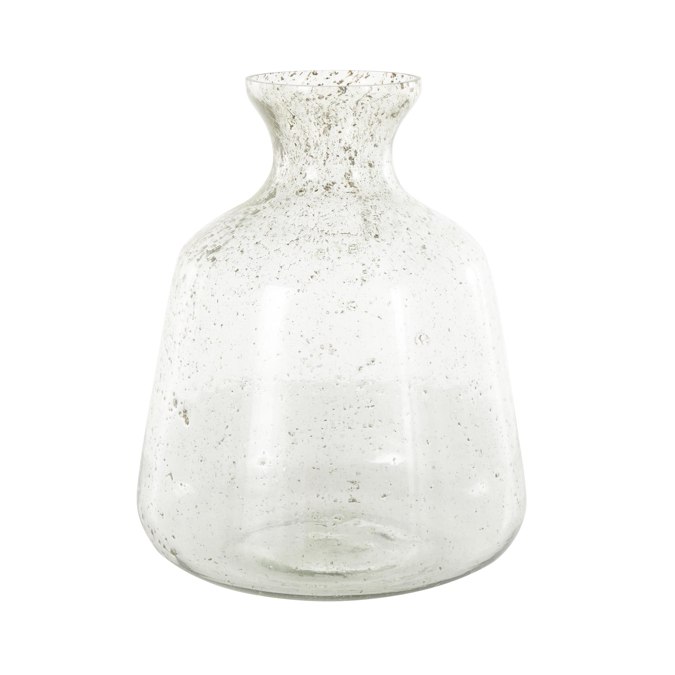DecMode 17" Speckled Glass Vase with Brown Accents