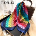 thumbnail image 2 of Bufanda cuadrada de seda satinada de lujo para mujer, diseño de cinta para el pelo, pañuelo para el cuello, bandana, hijab femenino, diadema, muñequeras, chal, 2 of 5