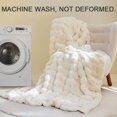 thumbnail image 3 of Faux Rabbit Fur Throw Blanket, Luxury Soft Warm Bubble Blanket for Bed, Couch, Sofa, Beige, 50" X 60", 3 of 7