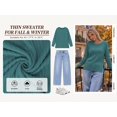 thumbnail image 2 of SHIBEVER Fall Sweater for Women Long Sleeve Crewneck Solid Thin Sweater Comfy Warm Winter Dark Green Tshirt Blouse Size XXL, 2 of 8