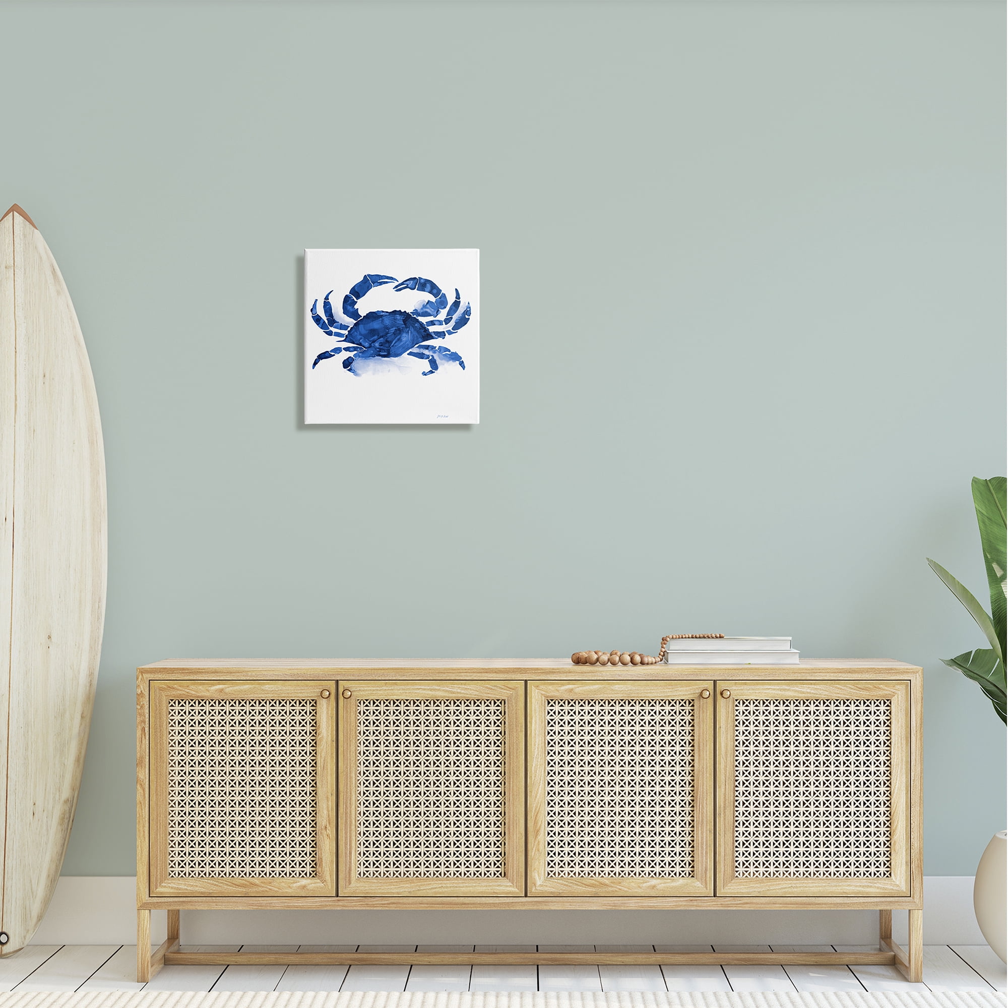 Stupell Industries Detailed Crab Wildlife Blue Ocean Sea Life Painting Gallery Wrapped Canvas Print Wall Art, Design by Patti Mann