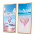 thumbnail image 3 of Designart "Glorious Pink Heart Amidst Tropical Beach III" Beach Framed Wall Art Set Of 2 - Coastal Pink Framed Canvas Set For Living Room Decor, 3 of 6