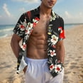 thumbnail image 2 of Mens Casual de Manga Corta Botón Abajo Camisas de Impresión Turndown Cuello Botón Camisa Poliéster, Moda de Verano Superior para Hombres Al Aire Libre, 2 of 6