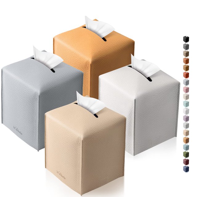 Funda para pañuelos Tclouda Modern de piel sintética cuadrada, paquete de 4