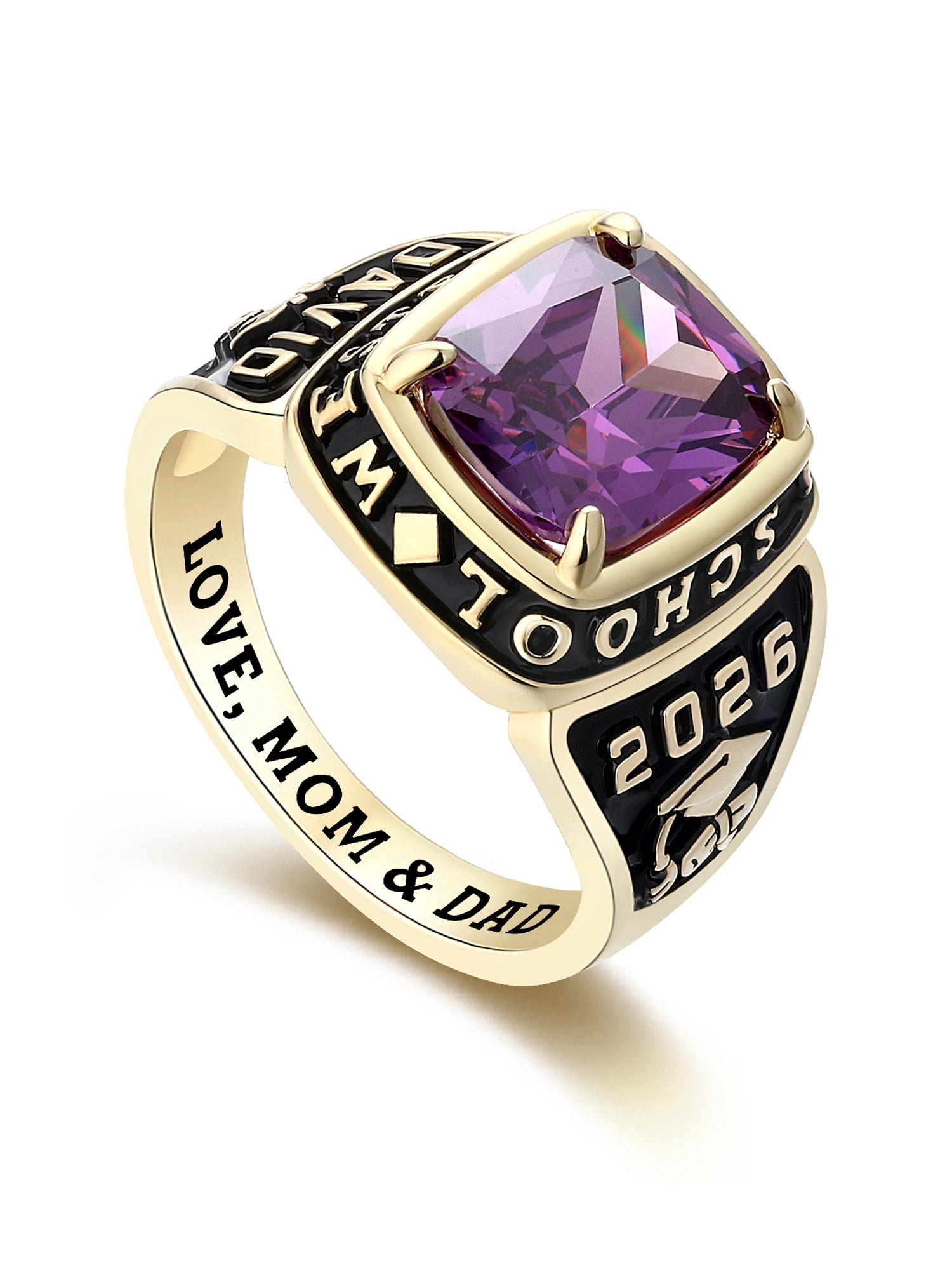 Mementos USA Custom Men's Class Rings Sterling Silver for High School and College-Gold-Elite