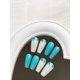 thumbnail image 4 of Uñas postizas largas de acrílico con forma de ataúd, color azul degradado con purpurina, 24 unidades., 4 of 5