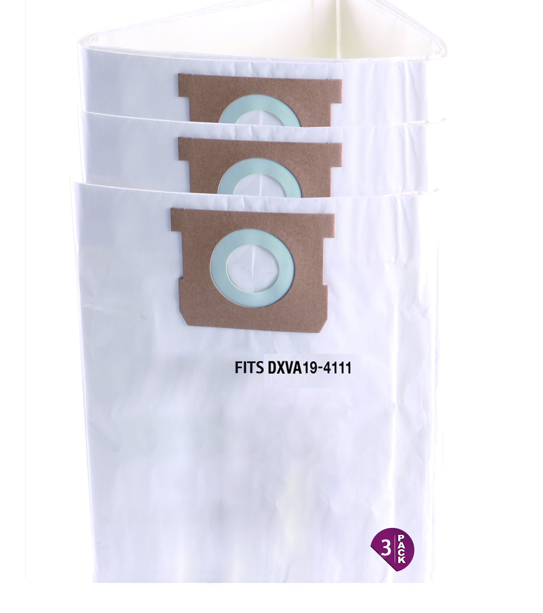 3 Pack DeWalt DXVA194111 High Efficiency Replacement Dust Filter Bags