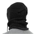 thumbnail image 2 of absanyy Women's Winter Hat, Fleece Lined Acrylic Cable Knit with Neck Gaiter, Adjustable Drawstring, Windproof, Free Size, Black - Cozy Warm for Cold Weather, 2 of 3