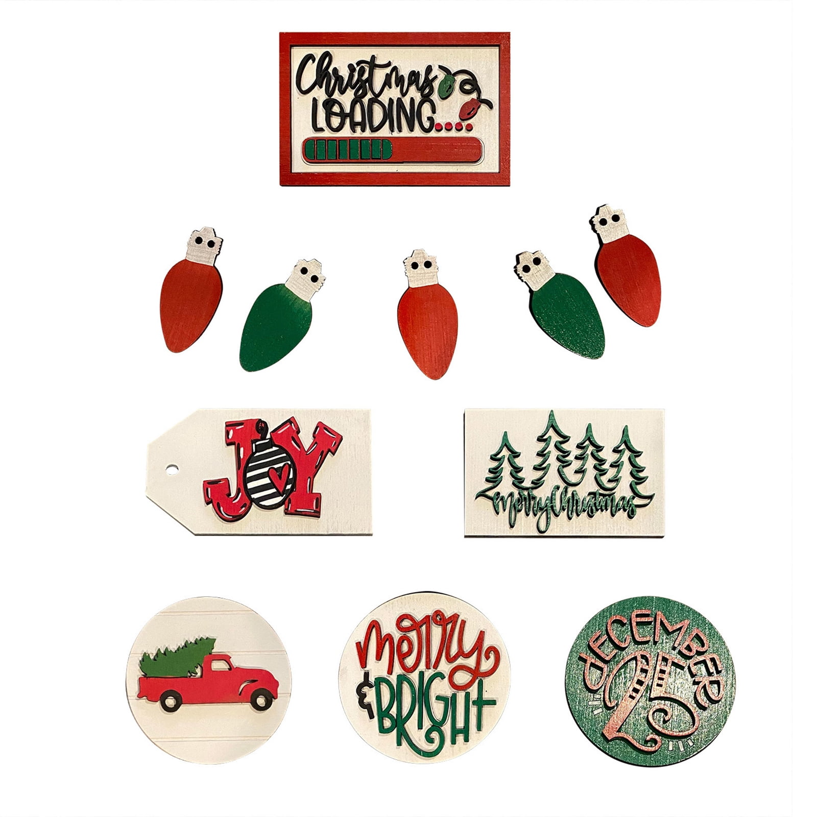 Garhelper Wooden Christmas Tiered Tray Decoration, Winter Wooden Table