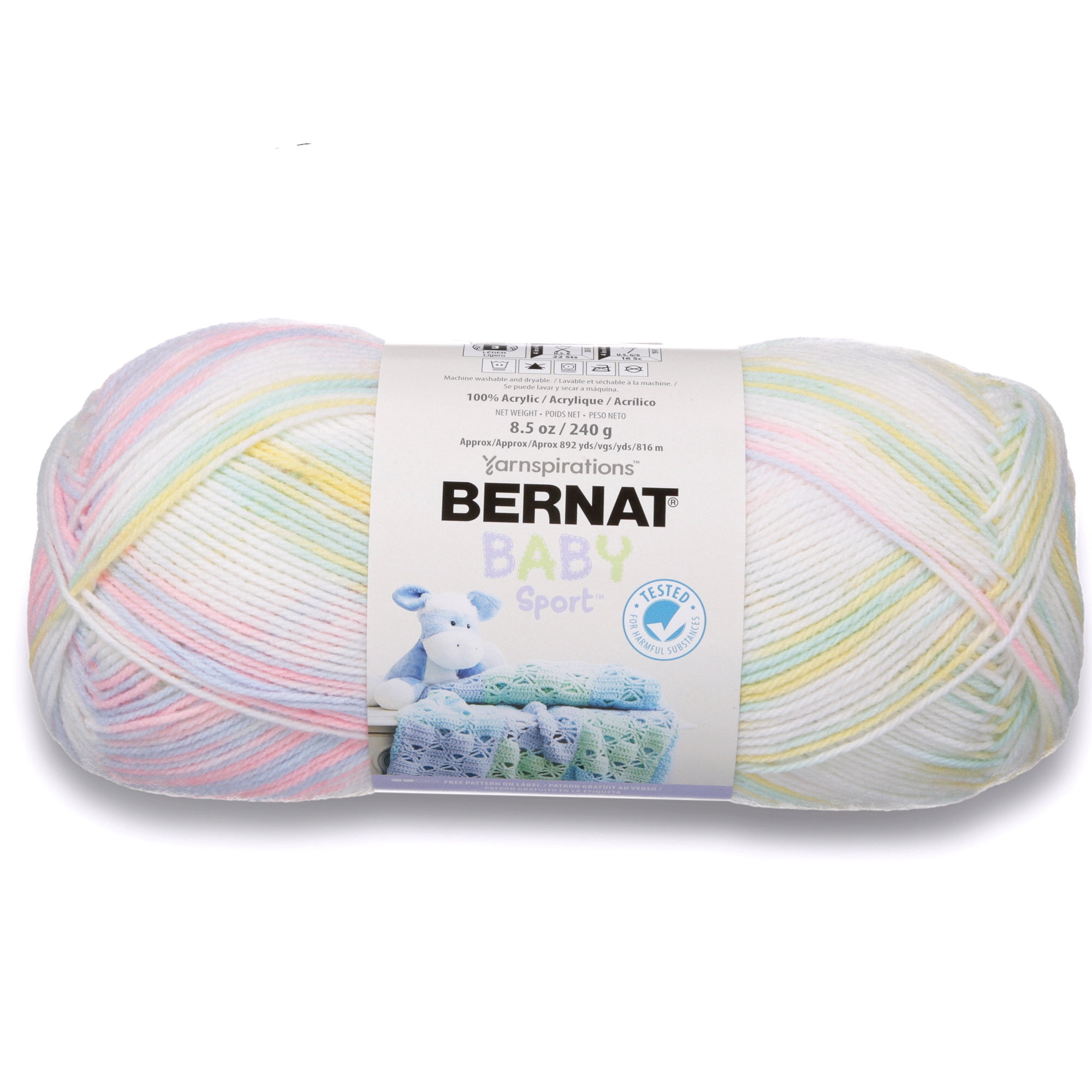 Bernat® Baby Sport™ #3 Light Acrylic Yarn, 8.5oz/240g, 861 Yards (4 Pack) Baby Baby Ombre