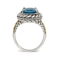 thumbnail image 3 of 6.60 Carat (Ctw) Blue Topaz Ring in Antiqued Sterling Silver with 14K Gold Accent Hearts, 3 of 5