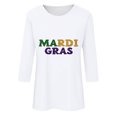 thumbnail image 4 of YUGYXL Women's Casual 3/4 Length Sleeve Tshirts Mardi Gras Cute Loose Graphic Clothes Trendy Crew Neck Soft Tunic Tees Celebration Carnival Comfy Tops Sales, 4 of 5