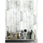 Haokhome Peel and Stick Wood Plank Wallpaper Self-Adhesive Shiplap Light Grey/White/Blue Distressed Wood Wall Decor 17.7x 19.7ft